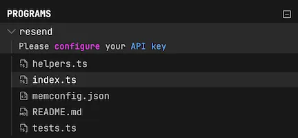Resend's status in the IDE sidebar